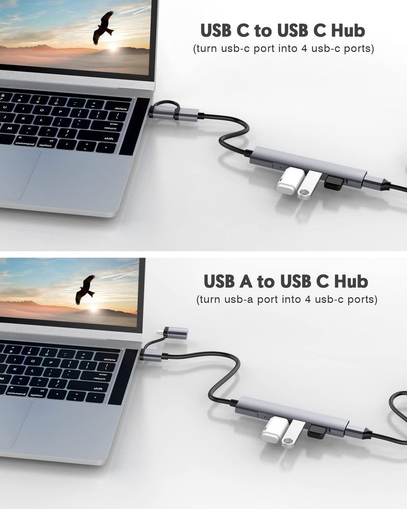 USB C to USB C Hub,4-Port USB C Hub/USB to USB C Adapter,Data Transfer Only