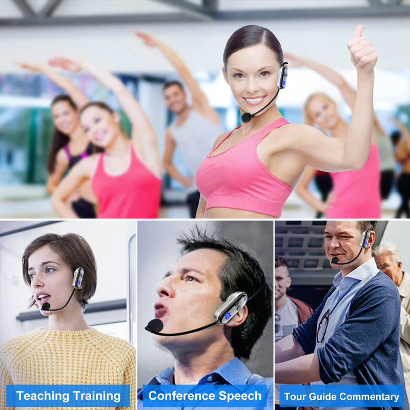 UHF Wireless Headset Microphone System: Mic Headset - LED Digital Display, Head Handheld Mic 2 in 1, Working Time 6H, 165 ft Range Mics for Voice Amplifier, Tour Guide, Teaching, Fitness, PA System Black1