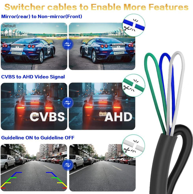 1080P AHD Backup Camera with 170° Wide Angle, 360° Rotatable, Night Vision, IP69K Waterproof - Front/Rear/Side View Reverse Camera for Trucks, Cars, SUVs (1080P) 1080P