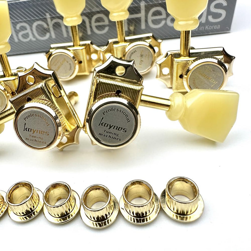 [AUSTRALIA] - Kaynes 3x3 Guitar Lock String Tuning Pegs – Gold Vintage Deluxe Style Locking Tuners Keys Machine Heads Tuners for Les Paul LP SG Style Electric or Acoustic Guitar (Golden) Golden 