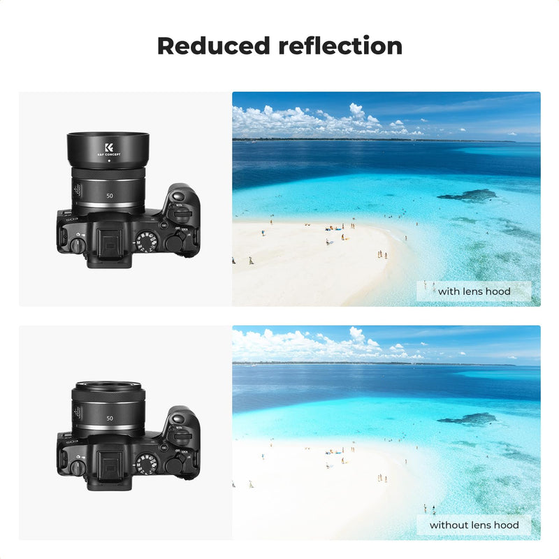K&F CONCEPT Lens Hood Compatible with Canon RF 50mm F1.8 STM Lens, Reversible Snap on Camera Lens Shade Replacement of ES-65B Hood, Compatible with 43mm Filters and Lens Cap