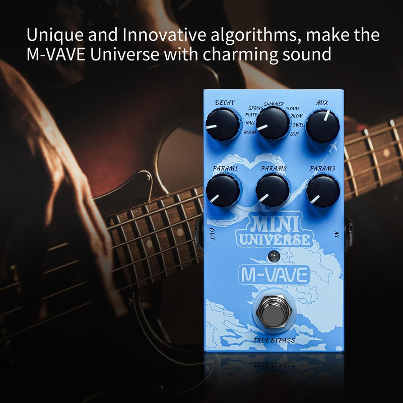M-VAVE Mini Universe Guitar Pedal Reverb Innovation Unique Sound 9 Reverb Effects Pedals Pure Digital Dual Power True Bypass
