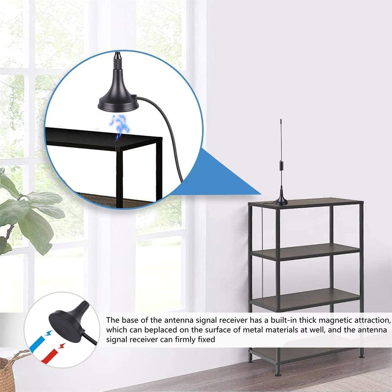 75 ohm FM Antenna, Outdoor FM Antenna WiFi Stereo TV Antenna Indoor, 1.5m SMA-Male Connector Magnetic Transmitter Antenna Cable, 16.4Ft Antenna Extension Cable with 6pcs Antenna Adapter