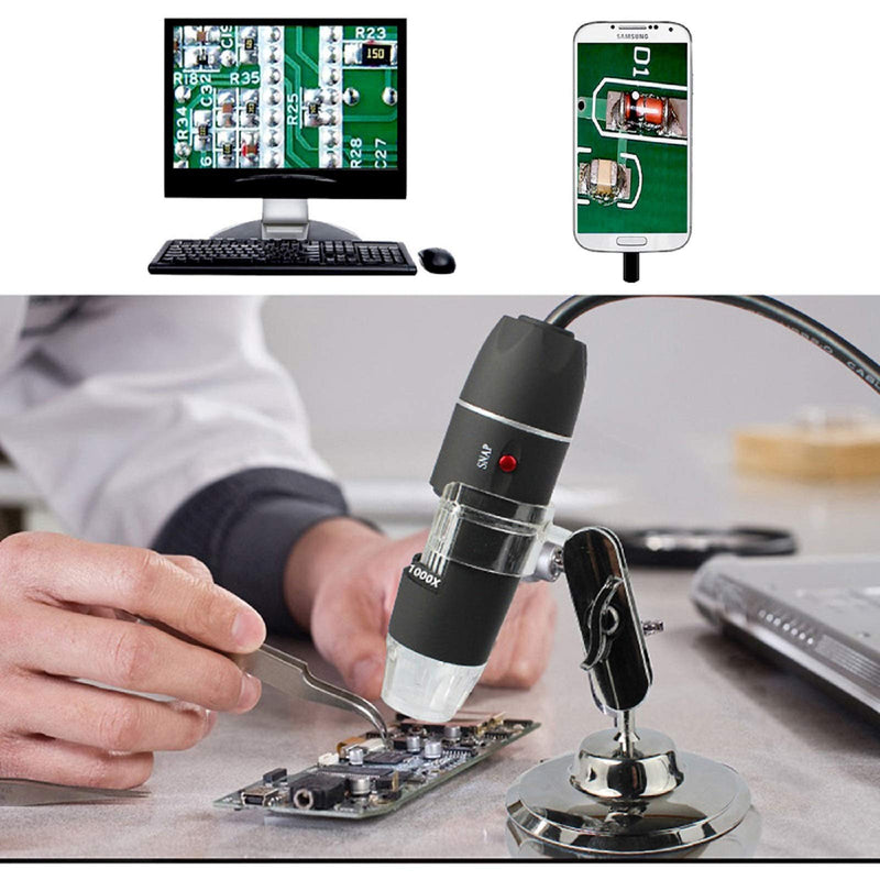 [AUSTRALIA] - USB Digital Microscope 40X to 1000X, 8 LED Magnification Endoscope Camera with Carrying Case & Metal Stand, Compatible for Android Windows 7 8 10 11 Linux Mac (Not for iPhone/iPad) 