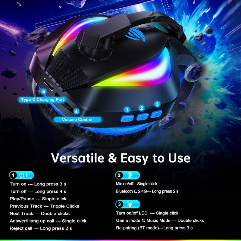 [AUSTRALIA] - Fachixy FC-100 Wireless Gaming Headset for PS5, PS4, Switch - Gaming Headphones with Lossless Audio & 50Hrs Battery Life - Gamer Headset with Microphone for Mac, Laptop, Mobile Blue 