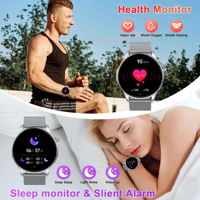 Smart Watch for Men Women Fitness: Make Answer Call Running Digital Mens Watches Waterproof Smartwatch Android Phone iPhone Samsung Compatible Step Pedometer Tracker Heart Rate Sleep SpO2 Monitor