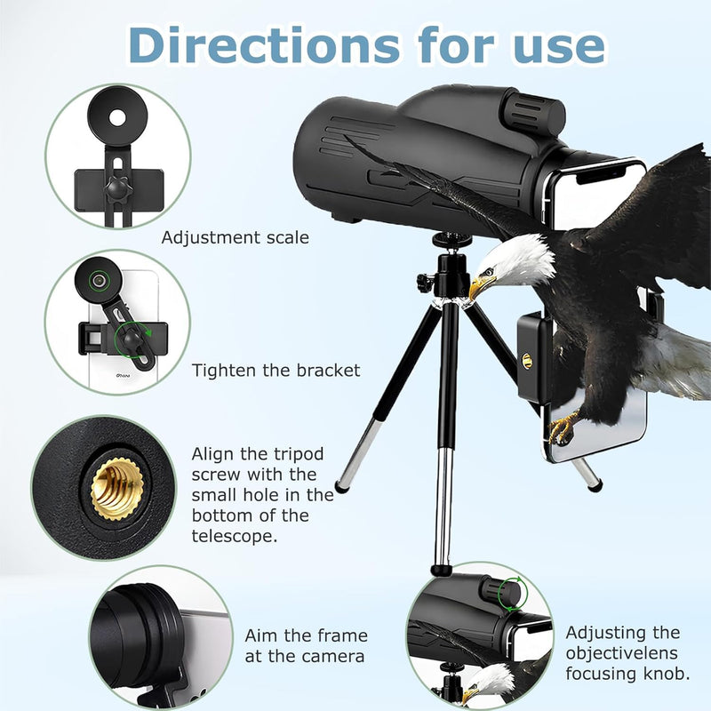 12X55 Monocular Telescope for Adults High Powered,Star Cosmic Scope Space Monocular Compact Telescope,Mini Handheld Zoom Monoculars Telescope for Phone for Hunting,Bird Watching,Star Gazing,Travel