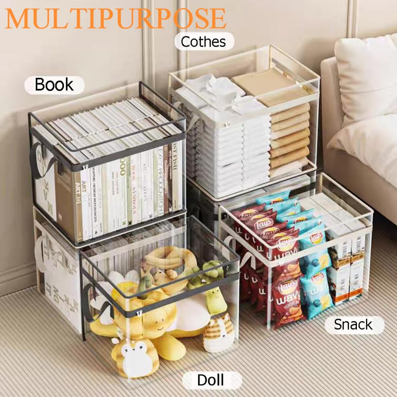 Ouliget Waterproof Clear Zippered Organizers Largesize,Moving Storage Bags with Reinforced Handles,Closet Organizers and Storage Container for Book DVD Blu Ray Disc Clothing,15''x12.5''x9.5'' (2) 2