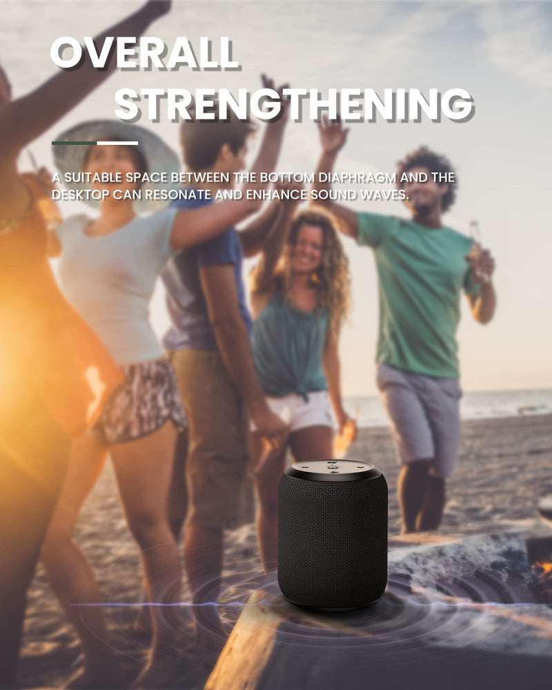 NOTABRICK Bluetooth Speakers, 15W Portable Speakers Bluetooth Wireless V5.0 with Stereo Sound, Active Extra Bass, IPX6 Waterproof Shower Speaker, Double Pairing, for Party, Home Theater, Game Theater 1PCS-Black