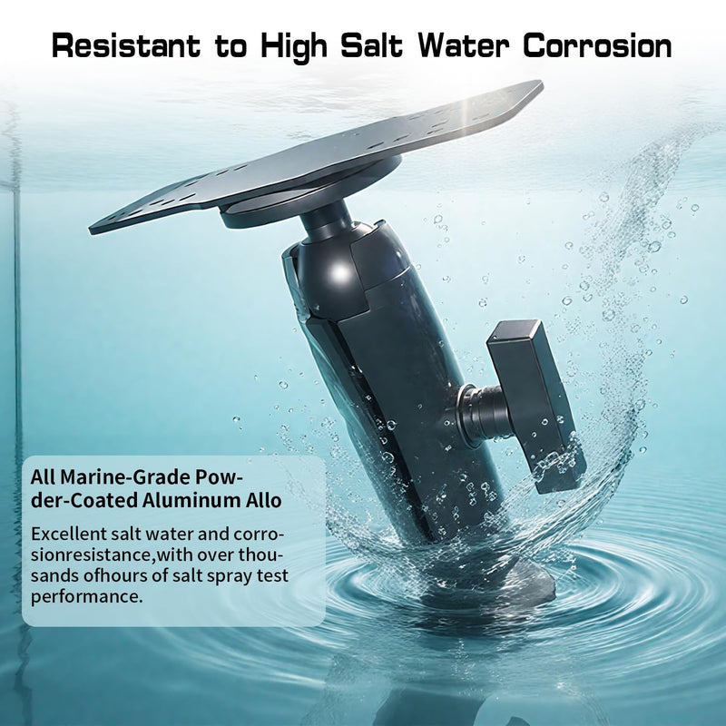 S109 Aluminum Alloy Fish Finder Mount with C Size 1.5" Ball, 7.78" Dual Purpose Mount with Rectangle Plate & Round Plate, 360° Rotation Marine Electronic Mount Compatible with Garmin, Lowrance