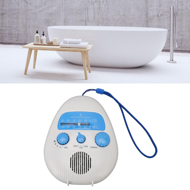 Waterproof Shower Radio, Waterproof AM FM Radio, Portable ABS Bathroom Radio Built in Speaker Battery Operated Shower Radio