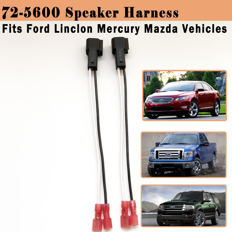 2 Pack 72-5600 Speaker Harness Replacement for Ford Speaker Wire Harness Adapter Replacement for Ford F150 F250 Escape Mustang Lincoln Mercury Mazda Speaker Wiring Harness Adapter 2