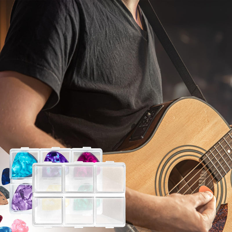 Guitar Pick Holder, Guitar Pick Case, 6-Grid Storage Organizer, Guitar Pick Storage Box, 60 Capacity, Box Only