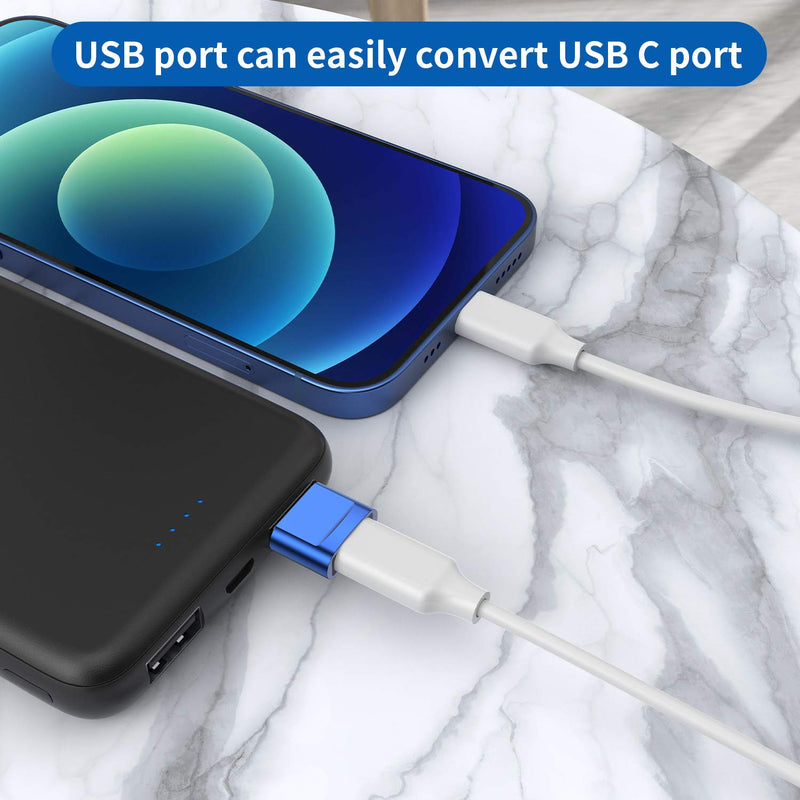 [AUSTRALIA] - USB C Female to USB Male Adapter (4-Pack),Type C to USB A Charger Cable Adapter for iPhone 11 12 13 14 15 Plus Pro Max,Samsung Galaxy Note 10 S24 S23 S22 Ultra,Google Pixel 4 3 2,iPad Air 4 5 Mini 6 Blue 