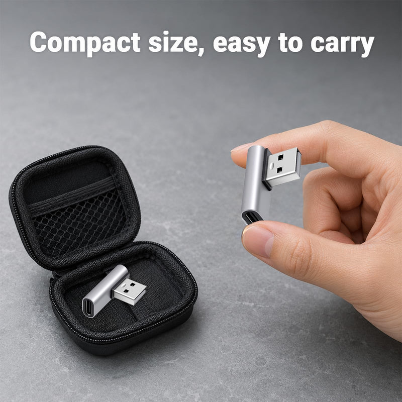 2 Pack 90 Degree USB C Female to USB Male Adapter, Type C to USB-A Charger Converter, for Phone Laptop Power Bank and More