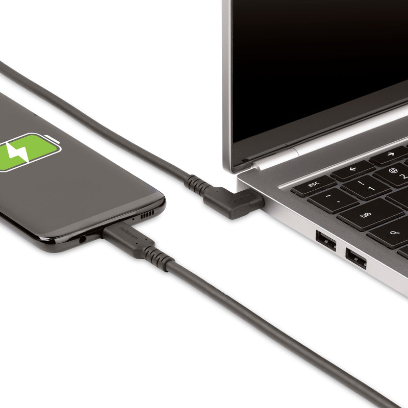 StarTech 1.6ft/50cm Right-Angled USB-C Cable, USB 10Gbps, 100W PD, Black | USB-C to USB-C, 8K 60Hz/4K 144Hz, Thunderbolt Compatible, Aramid Fiber, E-Marker