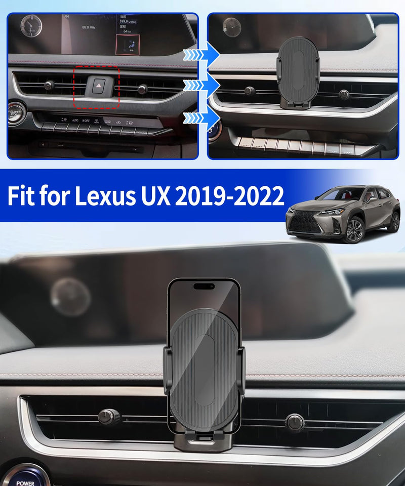 Car Phone Holder for Lexus UX 2019 2020 2021 2022 Auto Accessories，One Hand Place & Pick，360° Rotation，Hands Free，for 4.7-7 inch Phones