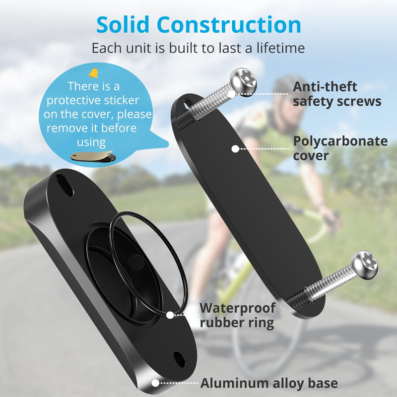 Bike Mount for AirTag, Waterproof Protective Aluminum Alloy Holder Hides AirTag Under Bicycle Bottle Cage, Bike GPS Tracker, Anti-Theft and Anti-Shake (Security Screws & Allen Key Included)