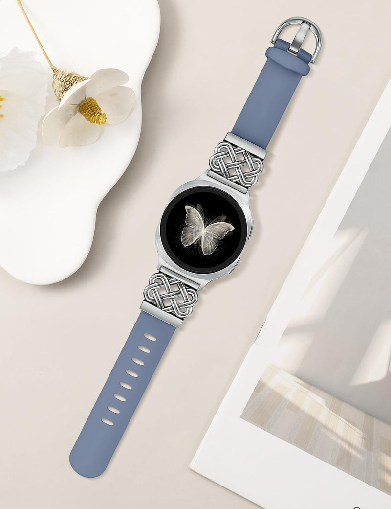 Minyee 2 Packs Watch Band Compatible with Samsung Galaxy Watch 8 40mm 44mm/ 8 Classic 46mm Band Women, No Gap One-Click Premium Silicone Strap & Multi-chain Mermaid Style Link Bracelet