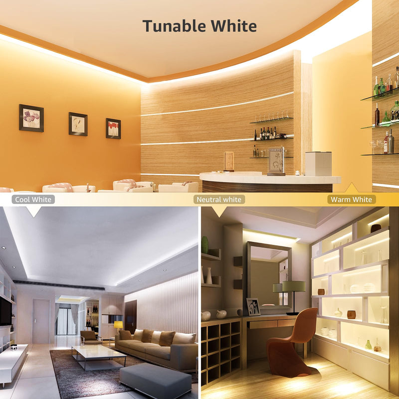 [AUSTRALIA] - Lepro LED Tunable White Strip Light, Warm to Cool White,32.8ft Dimmable Bright LED Tape Lights, 600 LEDs 2835, Strong 3M Adhesive, Not Cuttable, Suitable for Christmas Decorations, Home, Bedroom 32.8 ft 