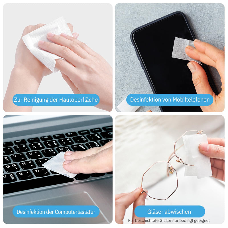 Linkfar Alcohol Swabs - 70% Isopropanol Disinfectant Wipes for Skin Cleaning, Glasses & Surfaces - Hygienically Individually Packed, Pack of 100 (3 x 6 cm)