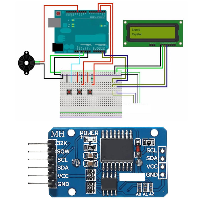 [AUSTRALIA] - APKLVSR Real-Time Clock RTC Module Compatible with I2C Real Time Clock, Clock Module I2C RTC Module for Arduino and RPi with Battery (Pack of 6) 