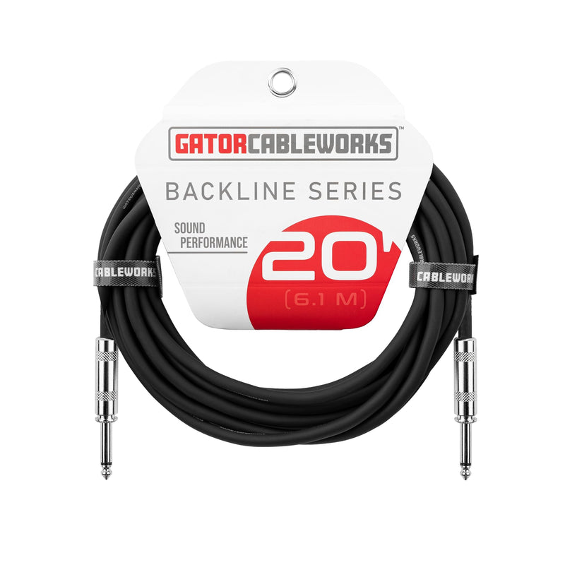 Cableworks by Gator Cases Backline Series 20 Ft Straight to Straight Guitar Instrument Cable (GCWB-INS-20) 20 Feet