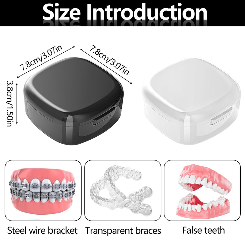 [AUSTRALIA] - Denture Box, Pack of 2 Braces Box with Sieve, Portable Denture Box, Invisible Braces, Storage Box, Double Layer Hollow Drain 
