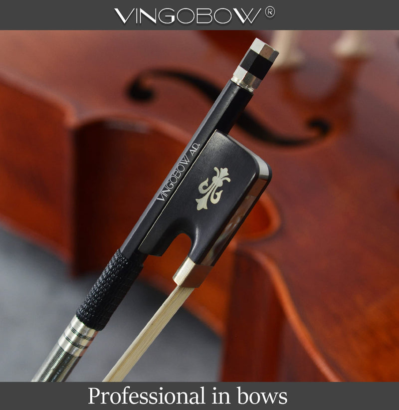 Carbon Fiber Cello Bow Natural Horsehair Unique Design with Ebony Fleur-de-Lis Frog White