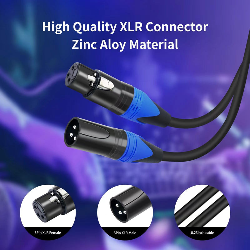 6 Pack XLR Male to Female Cable, Professional Balanced Microphone Lead, Extension Mic Cord 3 FT/3 Colors