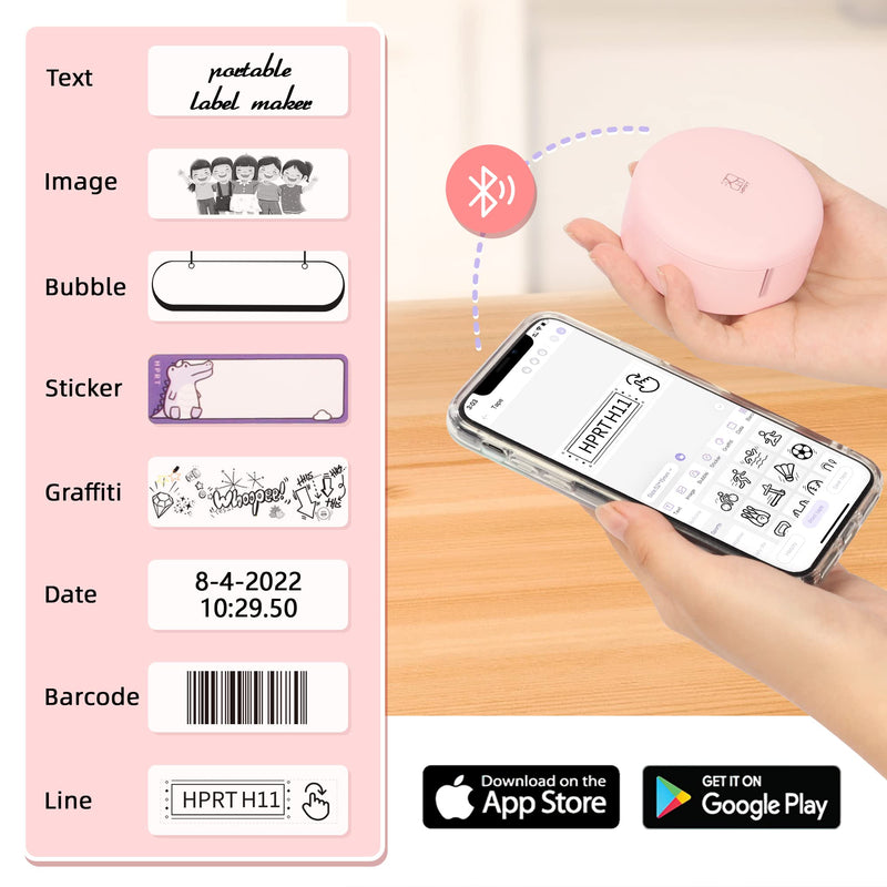 [AUSTRALIA] - Label Maker Machine with Tapes, Mini Cute Label Makers, Bluetooth Connection with iPhone Android, Waterproof and Inkeless Labelmaker for Home, Office, Classroom Organization (5 Tapes Included) 5 Tapes pink 