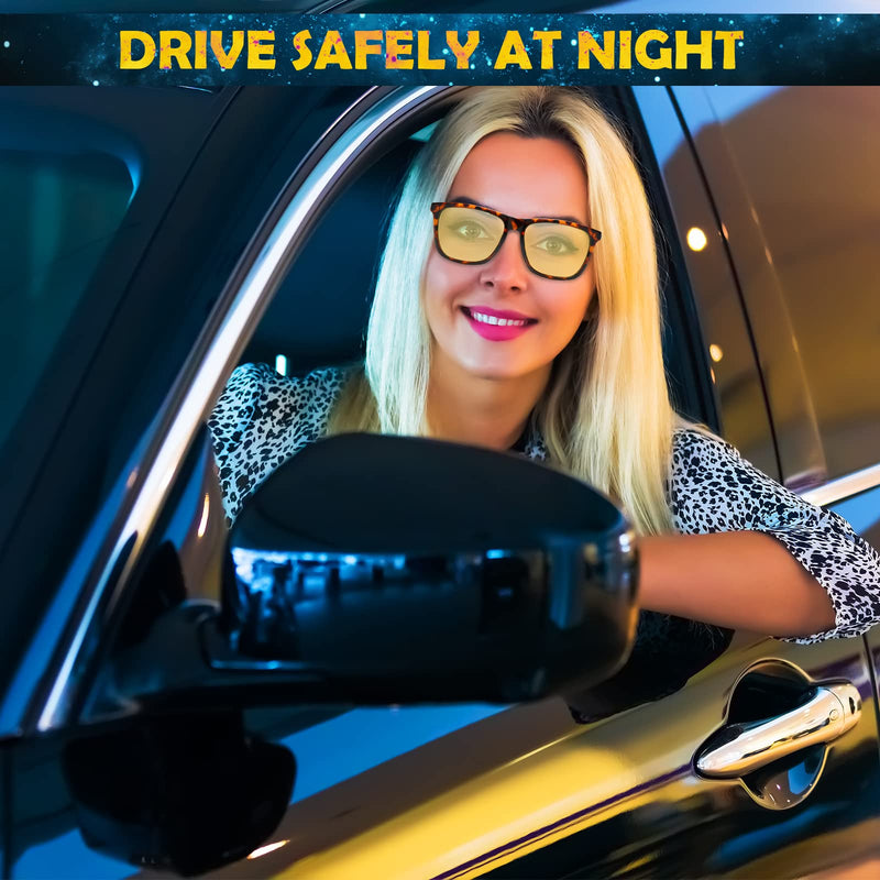 [AUSTRALIA] - DUCO Polarized Night Vision Glasses for Men and Women Yellow Safety Driving Glasses with UV Protection and Anti Glare A04-tortoise Frame Night Vision Lens 