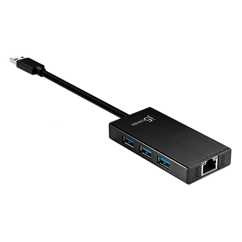 j5create USB 3.0 Multi-Adapter Hub- 3X USB 3.0 SuperSpeed Ports, Gigabit RJ45 Ethernet, Compatible with Windows and MacOS