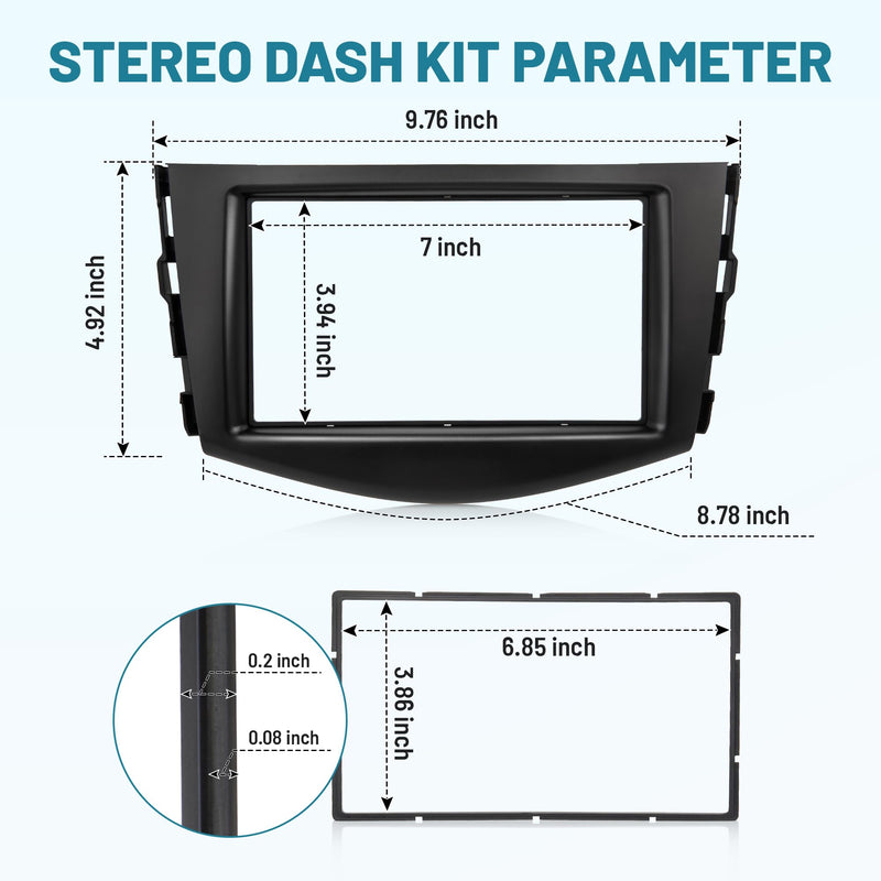 NuIth Double DIN Radio Dash Kits + Radio Wiring Harness for 2006-2012 Toyota RAV4
