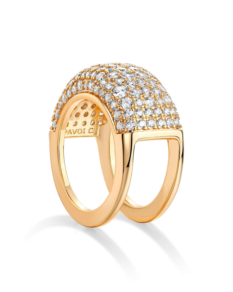 PAVOI 14K Gold Plated Pave Smart Ring Cover Compatible with Oura Ring Gen 4 Yellow Gold 8