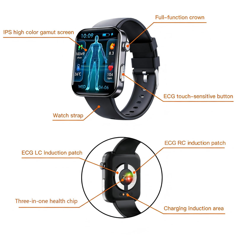 Gen F300 Smart Health Fitness Watch Body Composition Estimation (Black) | 2.1 Inch IP68 Waterproof 130 Plus Sport Modes Sleep Tracker Heart Rate Blood Oxygen Monitor For Android iOS Wholesale