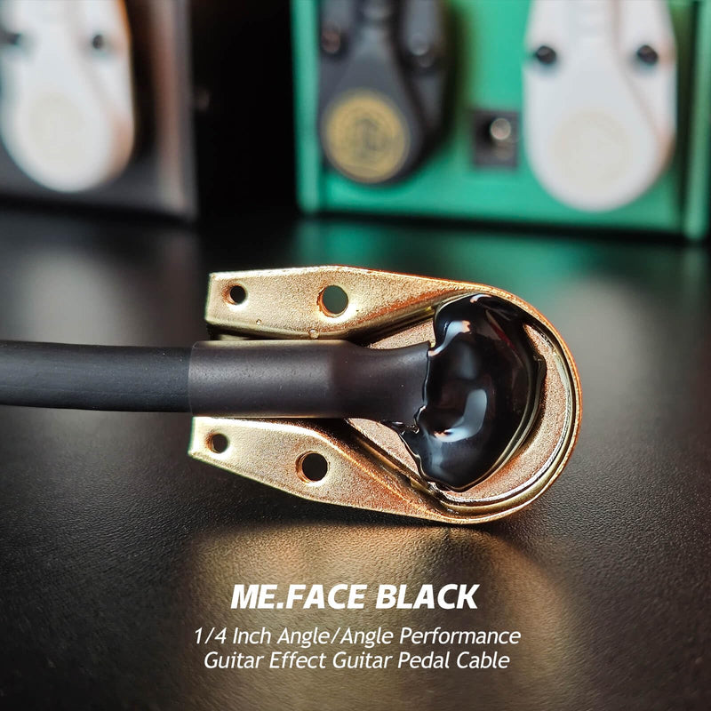 1.6ft ME.Face Pedal Cable, 1/4 Inch Angle/Angle Performance Guitar Effect Pedal Cable, Guitar Patch Cables (ME.Face Black) 1.6ft