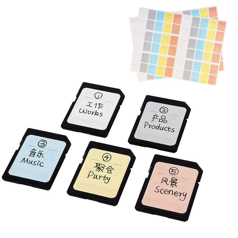 36 Slots Memory Card Case + 120 Count Card Labels: Water-Resistant Camera Memory Card Holder with Memory Card Labels for SD SDHC SDXC CF MSD Memory Card