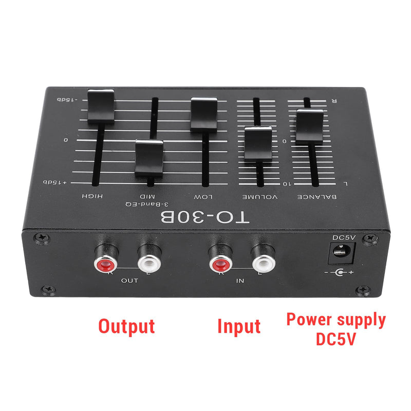 3 Band Equalizer, 20Hz-20Khz High Medium Low EQ Stereo Equalizer Channel Digital
