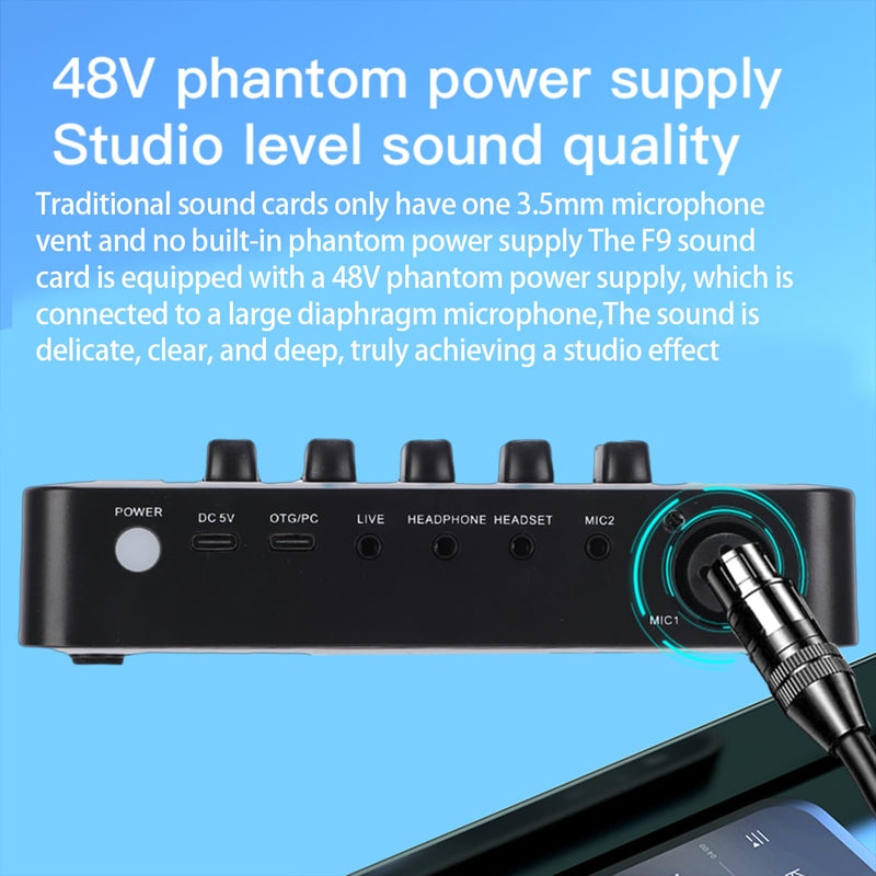 Portable Sound Card Wireless Live Streaming Audio Mixer for Podcasting Karaoke Gaming Noise Reduction RGB Lights 4-Custom Recording Buttons BT5.0 Compatible with PC/Phone