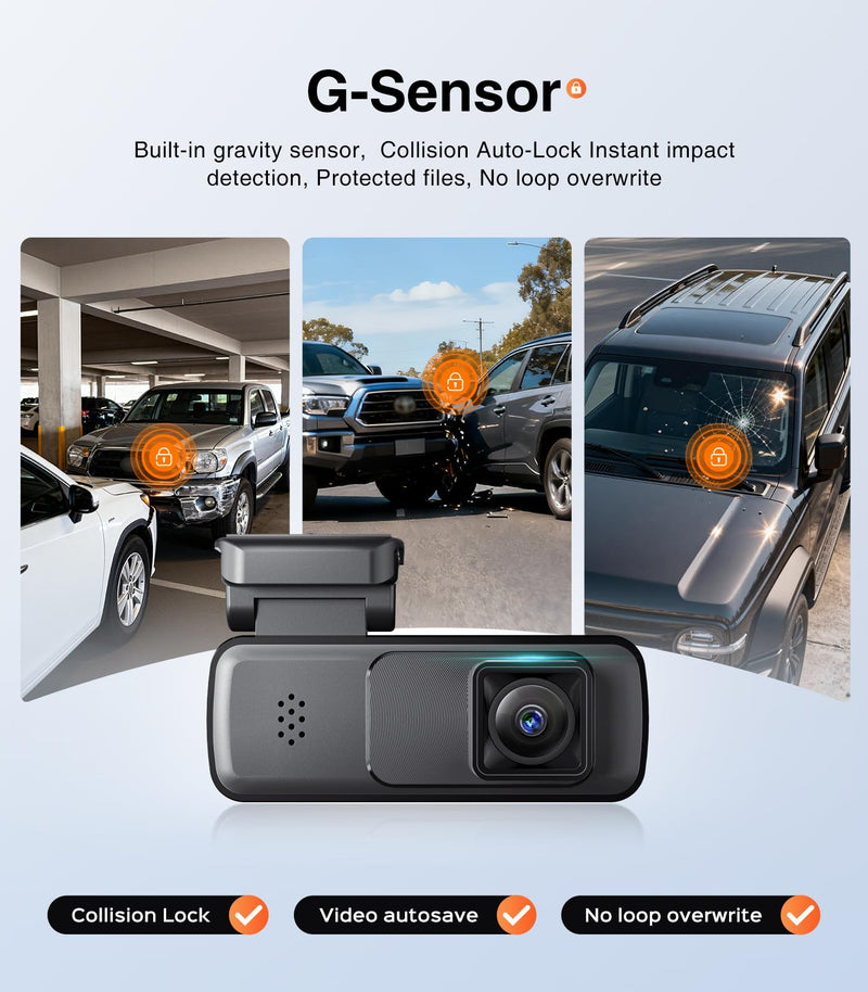 AINAVI Front Dashcam for Cars with 32G Card, Mini 2K Dash Camera, Dash Cam Built-in WiFi Wireless with APP Control, Hidden-Style Single Car Camera/WDR/Night Vision/G-Sensor/24H ParkingMode