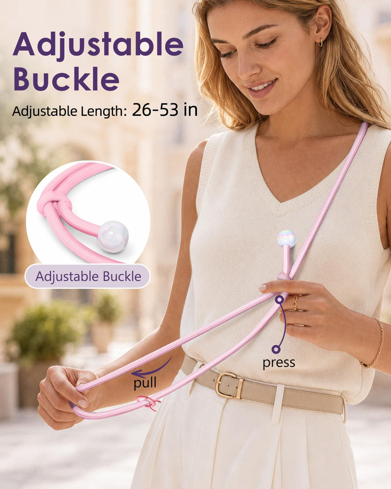 Swooflia Cell Phone Crossbody Lanyard for Women - Adjustable, Lightweight Strap with Tether Tabs for Travel Hiking Hands-Free Floral Pink