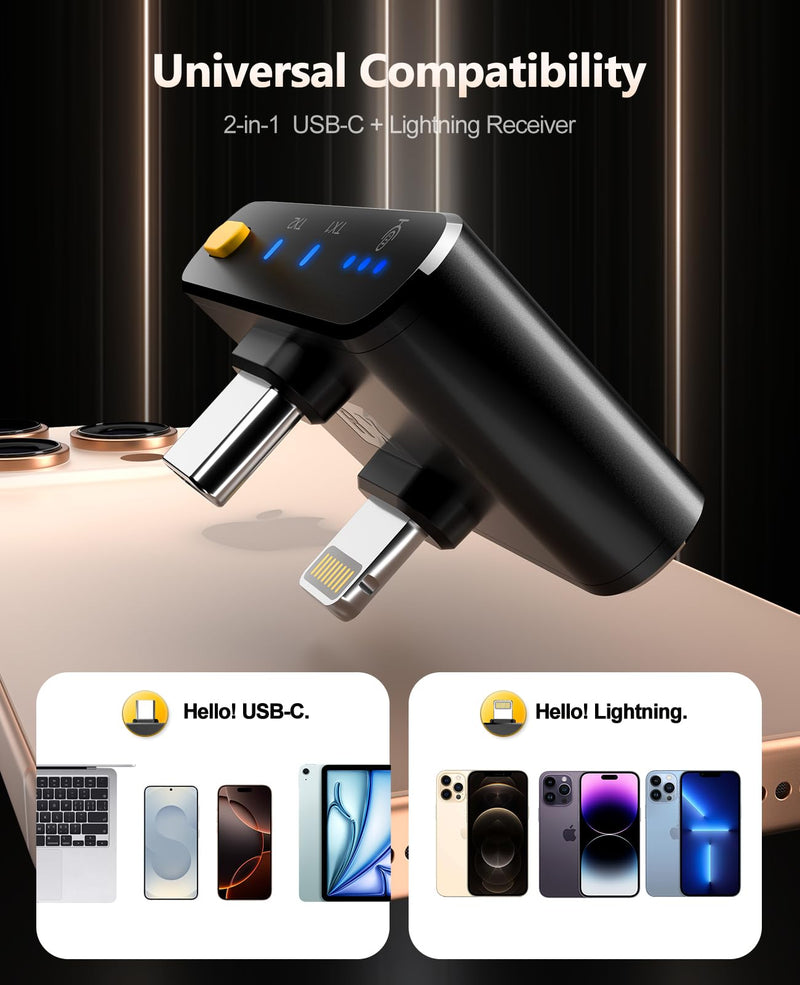 [AUSTRALIA] - Rythflo Wireless Lavalier Microphone for iPhone/Android/iPad/Laptop Dual Lav Mic with Charging Case, AI Noise Reduction, 50H Battery, 230ft Range, Lapel Microphones for Video Recording, Vlogging Yellow 