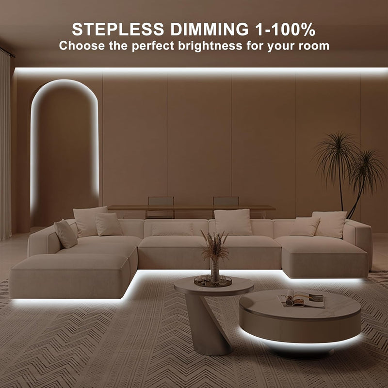 MINGER Led Strip Light 16.4ft, Dimmable for Mirror, Closet, Cabinet, 6500K Bright Daylight White