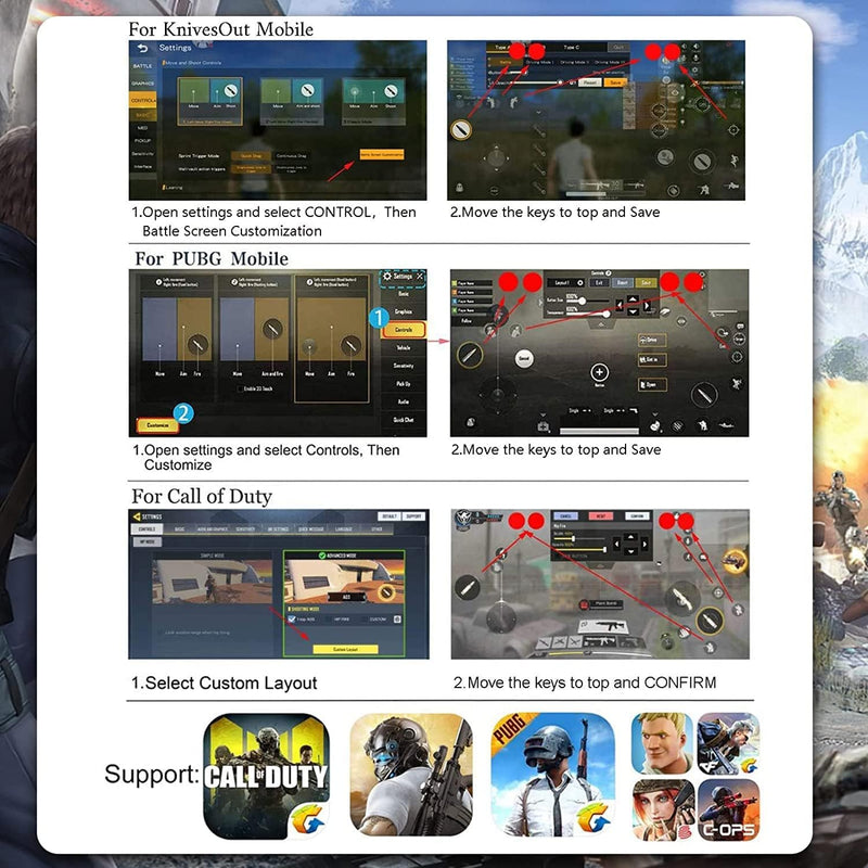 PUBG Mobile Triggers 13 in 1 Combo, 4 GamingTriggers Mobile Phone Game Controller for PUBG/Fortnite/Call of Duty/Rules of Survival, Aim & Fire Trigger for iPhone & Android Phone (Boy) Boy