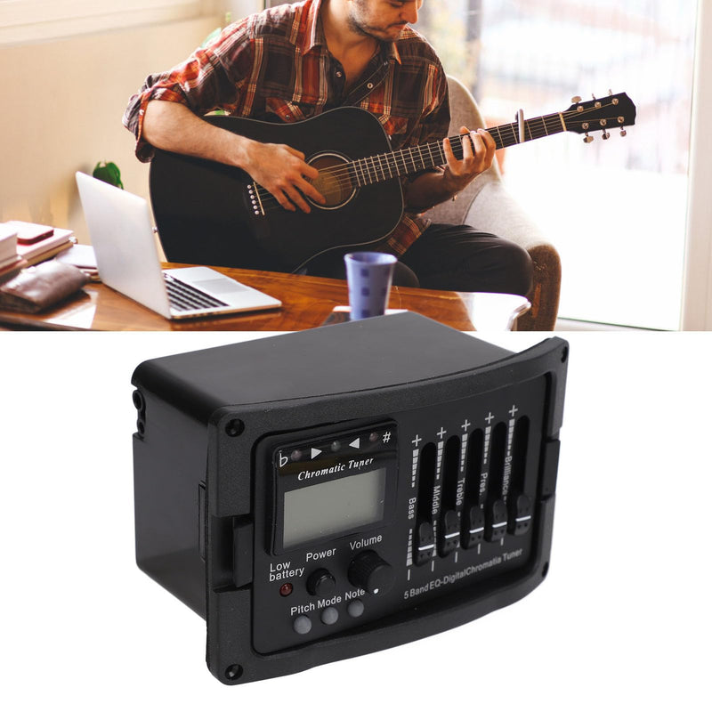 Acoustic Guitar Preamp Pickup 5 Band Guitar Preamp Equalizer with Tuner for Players Stage Performance