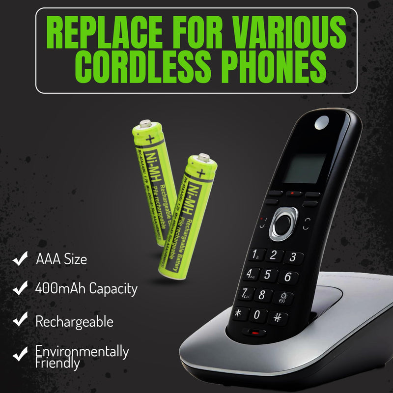 2 RocketBus BK-40AAABU Replacement 1.2V 400mAh Battery Packs for Panasonic Cordless Phone Handset
