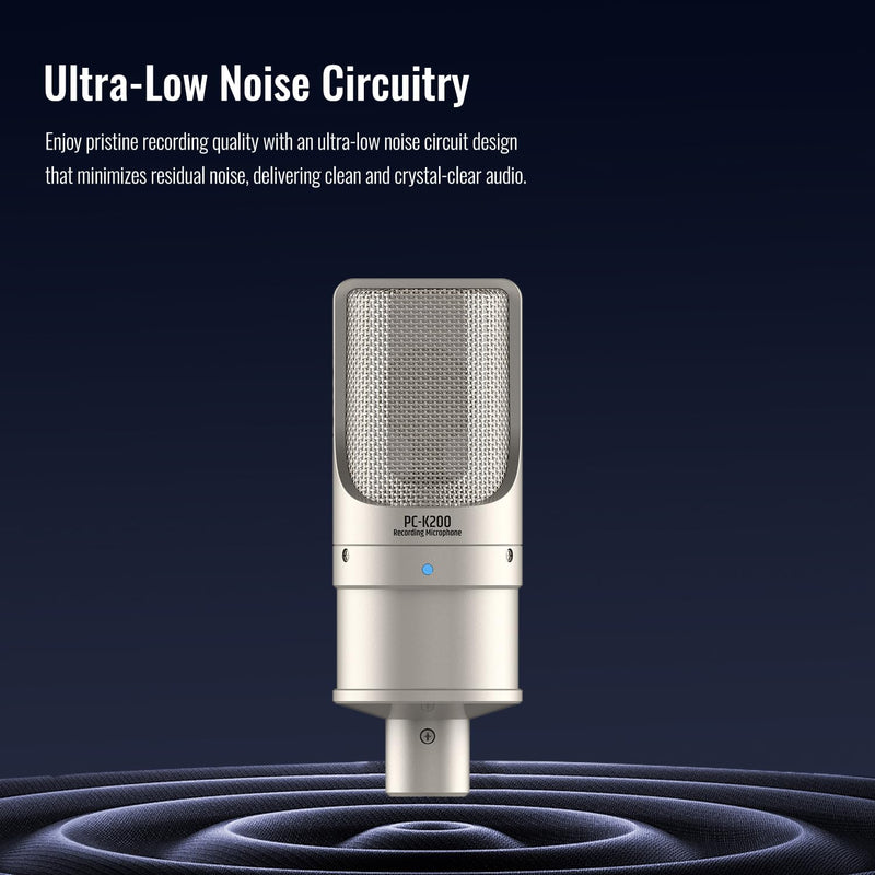 [AUSTRALIA] - TAKSTAR XLR Condenser Microphone, PC-K200 II Recording Cardioid Mic with Ultra-Low Self-Noise, Balanced Sound, Power Indicator, Studio Singing Microphone for Live Streaming, Gaming, Broadcast 