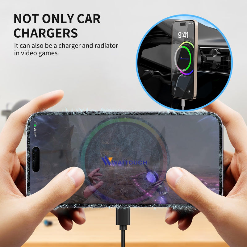 Qi2.2 25W Wireless Car Charger Mount[Fastest Charging Speed] Car Charger for iPhone 16/15/14/13/12 Pro Max/Mini and Others Phone, ice Cooling Charging, Phone Cooler for Car, with Air Vent Holder