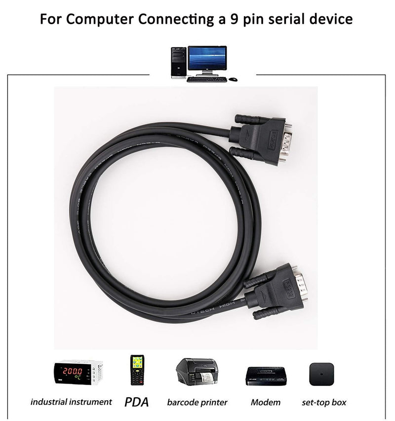 DTECH DB9 RS232 Serial Cable Female to Female Null Modem Cord Full Handshaking 7 Wire Crossover for Data Communication (15 Feet, Black) 15ft